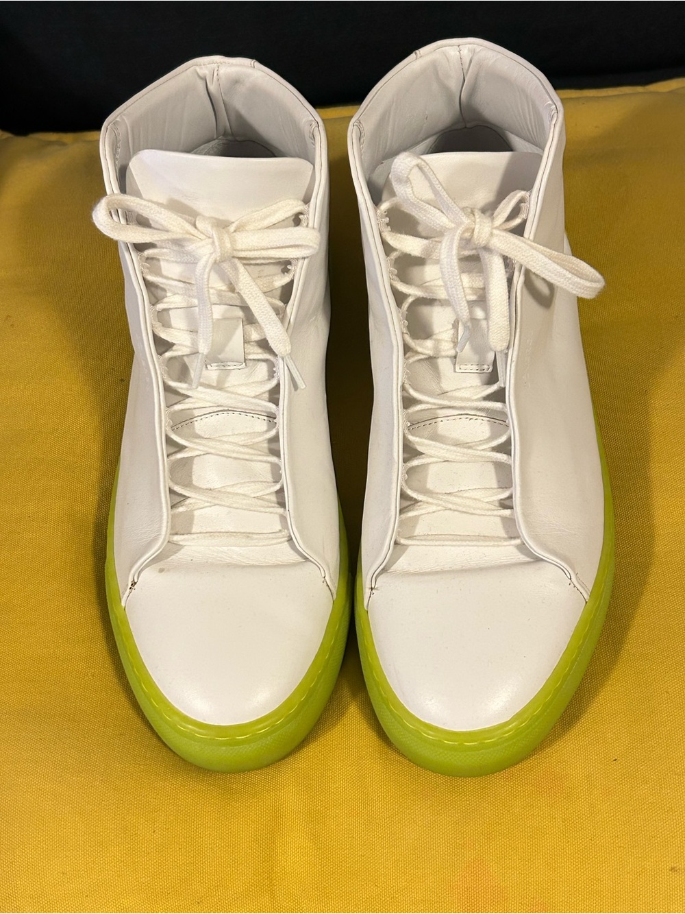 Diverge high top designer neon sneakers made in Portugal.